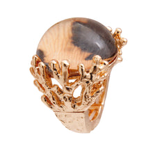 Cargar imagen en el visor de la galería, Cocktail Leopard Print Round Gold Stretch Ring
