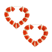 Cargar imagen en el visor de la galería, Orange Heart Bamboo Hoops
