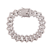 Silver Locked Square Cuban Bracelet