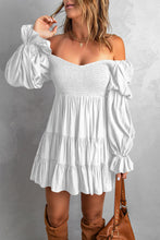 Cargar imagen en el visor de la galería, Smocked Off-Shoulder Tiered Mini Dress
