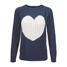 Cargar imagen en el visor de la galería, Love Heart Jacquard Round Neck Pullover Sweater
