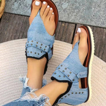 Load image into Gallery viewer, Studded Raw Hem Flat Sandals
