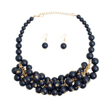 Load image into Gallery viewer, Navy Ball Bead Cluster Collar Set

