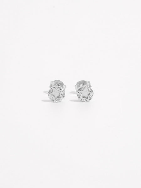 925 Sterling Silver Zircon Star Stud Earrings