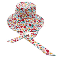 Cargar imagen en el visor de la galería, Red Floral Chin Tie Bucket Hat
