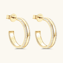 Cargar imagen en el visor de la galería, 925 Sterling Silver Inlaid Moissanite C-Hoop Earrings
