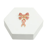 Double Pink Ribbon Gold Brooch