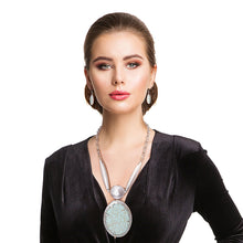 Load image into Gallery viewer, Oval Marbled Mint Green Necklace
