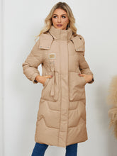 Cargar imagen en el visor de la galería, Long Sleeve Longline Hooded Winter Coat
