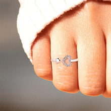 Cargar imagen en el visor de la galería, 925 Sterling Silver Inlaid Zircon Heart Open Ring
