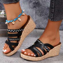 Cargar imagen en el visor de la galería, PU Leather Crisscross Wedge Sandals
