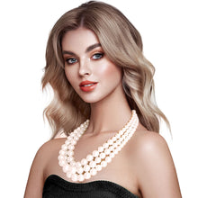 Load image into Gallery viewer, Luxurious Layers: Cream Pearl 3-Strand Gold Layered Necklace Set
