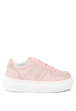 Load image into Gallery viewer, Monigue Faux Leather Cross Stitch Detail Sneakers
