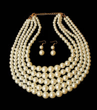 Load image into Gallery viewer, Cream Pearl Multi Strand Necklace Set
