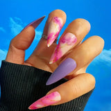 Press On Nails, Flower Heart Leopard With Exquisite Design, Mixed Fake Nails Long Almond Glue On Nails Set For Women