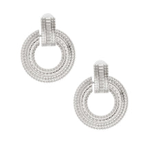 Load image into Gallery viewer, Silver Patterned Metal Circle Studs
