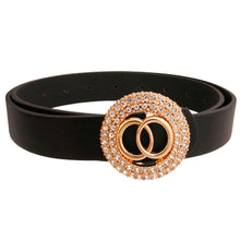Load image into Gallery viewer, Black and Rhinestone Gold Infinity Belt
