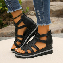 Cargar imagen en el visor de la galería, Cutout Rhinestone Trim Wedge Sandals
