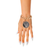 Gold Tiger Greek Medallion Bracelet