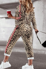 Load image into Gallery viewer, Plus Size Leopard Round Neck Top and Pants Set
