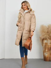 Cargar imagen en el visor de la galería, Long Sleeve Longline Hooded Winter Coat

