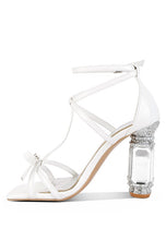Load image into Gallery viewer, Affluence T Strap Stone Encrusted Heeled Sandal
