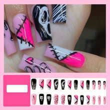 Load image into Gallery viewer, Press On Nails, Halloween Horror Grimace Blood Drop With Design, Mixed Fake Nails Long Almond/Coffin Glue On Nails Set With Adhesive Tabs Nails File For Women
