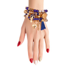 Cargar imagen en el visor de la galería, Blue Glass Bead Love Charm Bracelets
