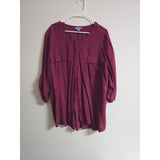 Laura Scott Women's Burgundy Button-Up Blouse - Size 3X