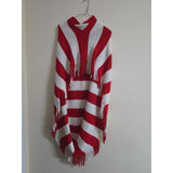 DST Red and Cream Stripe Fringe Cocoon Cardigan