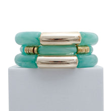 Cargar imagen en el visor de la galería, Turquoise Tube Stretch Bangle Set
