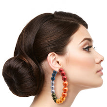 Load image into Gallery viewer, Rainbow Pearl Ball Hoops
