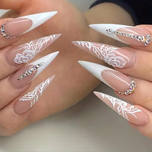 Load image into Gallery viewer, Press On Nails, Flower Heart Leopard With Exquisite Design, Mixed Fake Nails Long Almond Glue On Nails Set For Women
