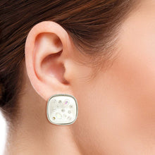 Load image into Gallery viewer, Silver White Pearl Square Studs
