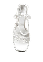 Cargar imagen en el visor de la galería, Lustrous Mirror Embellished Flare Heel Sandals
