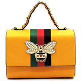 Satchel Mustard Striped Bee Boxy Handbag