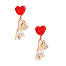 Cargar imagen en el visor de la galería, Gold Rhinestone Teddy Bear Earrings
