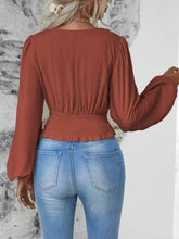 Load image into Gallery viewer, Smocked Surplice Balloon Sleeve Top
