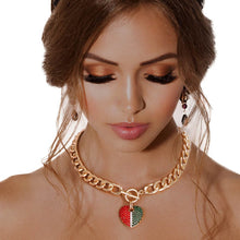 Load image into Gallery viewer, Half Red Green Heart Toggle Necklace
