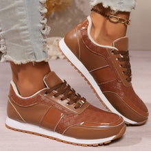 Load image into Gallery viewer, Lace-Up PU Leather Sneakers

