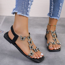 Cargar imagen en el visor de la galería, Rhinestone Butterfly Flat Sandals
