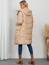 Cargar imagen en el visor de la galería, Long Sleeve Longline Hooded Winter Coat

