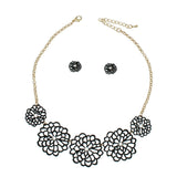 Black Matte Metal Cut Out Flower Necklace