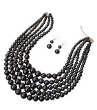 Midnight Black 5 Strand Graduated Pearl Necklace