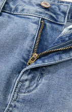 Load image into Gallery viewer, Distressed Raw Hem Heart Denim Skirt
