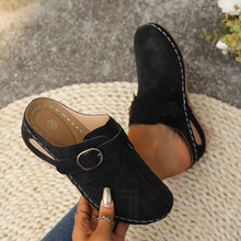 Cargar imagen en el visor de la galería, Suede Round Toe Wedge Sandals

