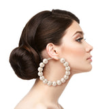 Silver Metallic Ball Hoop Earrings