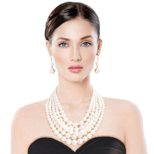 Load image into Gallery viewer, Cream Pearl Multi Strand Necklace Set
