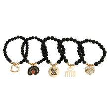 Cargar imagen en el visor de la galería, Matte Black Black Girl Magic Charm Bracelets

