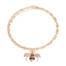 Cargar imagen en el visor de la galería, Red Striped Bee Chain Link Necklace
